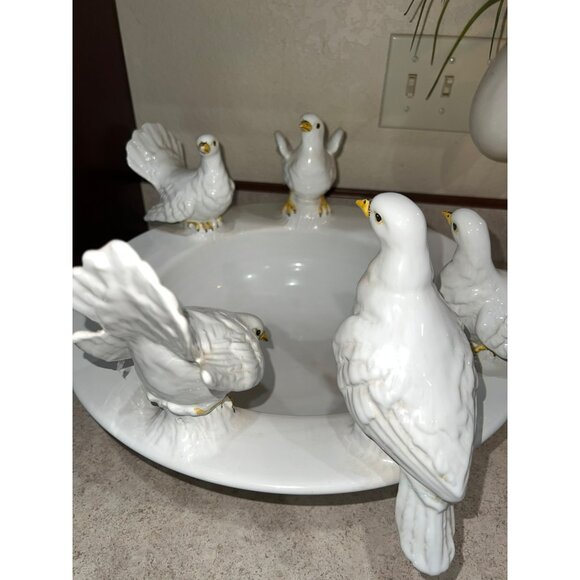 Doves Bird Bath Bowl-Italian Ceramic - Picture 8 of 14